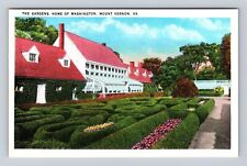 Mount Vernon VA-Virginia, Home of Washington the Gardens, Vintage Postcard picture