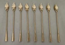 8 VTG MCM Leaf Themed Drink Iced Tea Stirrers Swizzle Sticks Gold-Colored picture