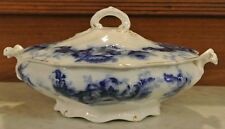 Vintage Johnson Brothers Mentone Royal Flow Blue Covered Vegetable Dish/Tureen picture