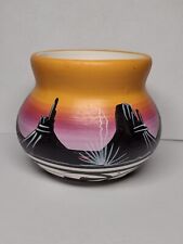 Navajo Desert Monuments Sunrise Small Pot Signed Benally - Dineh - picture