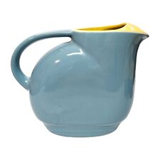 Vintage HALL Westinghouse pitcher Blue Exterior Yellow Interior 2 Qt Approx. picture