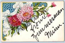Zimmerman Minnesota Postcard Greetings Embossed Flowers And Leaves c1910 Antique picture