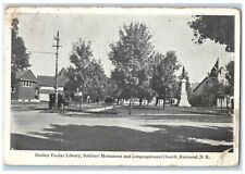 1922 Dudley Tucker Library Soldiers Monument Congregational Raymond NH Postcard picture