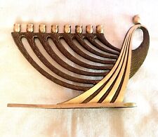 Vtg Oppenheim Brass  MODERNIST HANUKKIAH #1463 Made  in Israel 9-Arm picture