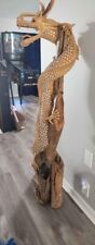 RARE   5ft tall driftwood dragon statue art medieval picture