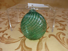 Glass Eye Studio Round Flat Green Twist Swirl Hand Blown Ornament picture