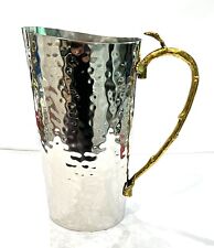Godinger Fine Polished Hammered Stainless Steel and Brass Leaf Two Tone Pitcher picture