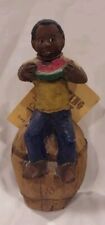 Vintage Wood Folk Art Figurine African American Boy Hunting Creek Collection picture