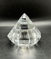 VINTAGE Mid Century Modern Diamond Shaped Heavy Crystal Glass Paperweight picture