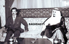 Kuwait-Iraq. Reprinted photo Sheikh Jaber Al Ahmad Al Sabaha with Saddam Hussain picture