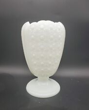 Rare 1950s Fenton Cupped Daisy Button White Milk Glass Footed Vase Vintage 8.5