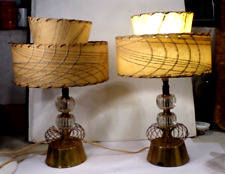 Pair of Mid Century Modern MCM Lamps with 2 TIER FIBERGLASS SHADES 9