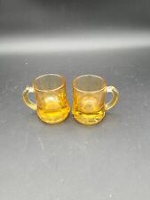 Vtg Federal Amber Glass Yellow Mini Beer Mug Jigger Shot Glass 2 Barware Health picture