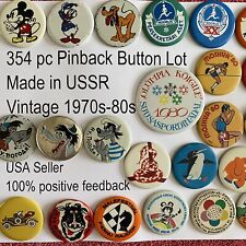 1970s 1980s Button Collection, Made in USSR, Pinback Button Lot, 1980 Olympics picture