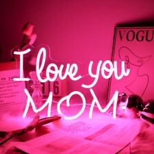 I Love You Mom Neon Light LED Sign, Idea Gift for Mom,  Birthday Decor Gift picture