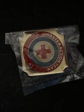 American Red Cross Disaster Action Team Round Blue Red Lapel Pin picture