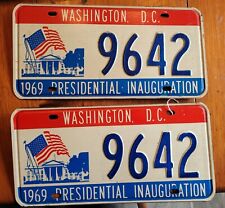 1969 Presidential Inauguration Licence Plates Washington DC Nixon 1 Pr With DOCS picture