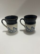 Washington Pottery EIT Vintage Mug Cup Floral blue Flowers set of 2 England  picture