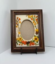 Vintage Mid-Century Wooden Picture Frame w/Embroidered Matte ~ 5x7 picture