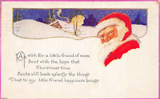 Christmas Greetings 1924 Postcard Santa Claus Snow Covered Cottage picture