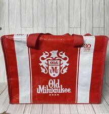 Old Milwaukee Vintage Collapsible Red And White Beer Cooler Double Zipper picture