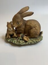 Vintage 1979 Homco Masterpiece Porcelain Mother and Baby Rabbit Mexico picture