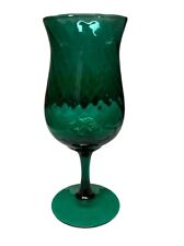 VTG Tall Green Empoli Optic Pedestal Brandy Snifter Vase 9.75