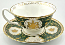 WILLIAM EDWARDS FOR HARRODS QUEEN ELIZABETH II DIAMOND JUBILEE TEACUP AND SAUCER picture