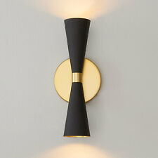 Wall Sconce Italian Cone Mid Century Lamps Lighting Wall Fixture Two Bulb Black  picture