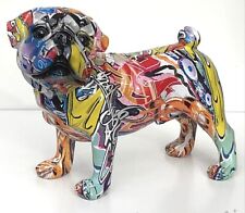 Groovy Art Graffiti Art PUG Dog Each is Uniquely Colored Resin 9” x 8”. NEW picture