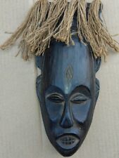 Tribal Wood Mask Rope Hair hand carved Senegal West Africa Primitive Ethnic Boho picture