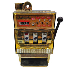 Vintage Waco Golden Jackpot Slot Machine Mechanical Metal Toy Japan Coin Bank picture
