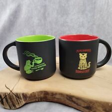 McMenamins Roastery Black Mug Cup Red Lion Green Frog Oregon Souvenir Lot Of 2 picture