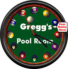 Personalized Your Name Billiard Pool Room Ball Cue Man Cave Gift Sign Wall Clock picture