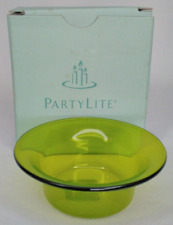 PartyLite Green Glass Votive Candle Holder With Box Retired Vintage Home Decor picture