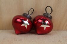 Old Kugel Red Glass Ball Stars Vintage Christmas Decorative Ornament Set 2 Pcs picture