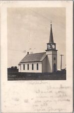 1907 HILLSBORO, North Dakota RPPC Real Photo Postcard Church Building View picture