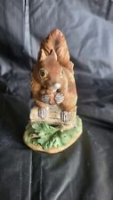  Animal Squirrel Figurine Statue 4in Tall Sitting On a Log eating a nut Vintage  picture
