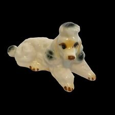 Miniature Poodle Figurine White with black markings porcelain handpainted picture
