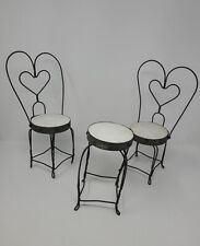 VINTAGE DOLL SIZE ICE CREAM PARLOR TABLE AND 2 CHAIRS picture
