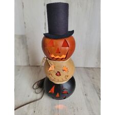 Meadowbrooke gourds folk art Jack O'Lantern pumpkin stack light up Halloween dec picture