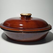 Hull Pottery Casserole Covered Dish Brown Drip Glaze USA 10