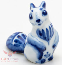Porcelain Gzhel Squirrel Figurine Souvenir handmade handpainted Гжель picture