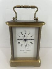 Matthew Norman London Brass Carriage Clock Swiss made Quartz Battery movement picture