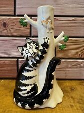 Vintage Kliban Cat & Owl Ceramic Tree Bud Vase Sigma Tastesetter 8