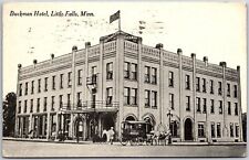 1919 Buckman Hotel Little Falls Minnesota MN Street Horse Buggy Posted Postcard picture