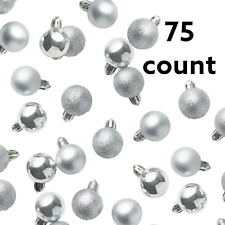 Silver Plastic Balls Christmas Ornaments Shiny Mini Globes Glitter Satin 75 Ct picture