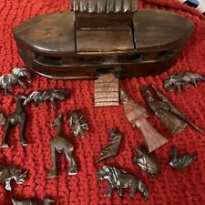 Wooden Noah’s Ark with 18 animals African Fair Trade Handcarved African Folk Art picture