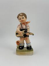 Vintage Little Boy Playing Guitar Ceramic Figurine picture