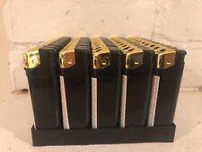 Black With Gold Cap Electronic Disposable Lighters Adjustable Flame (50) Display picture